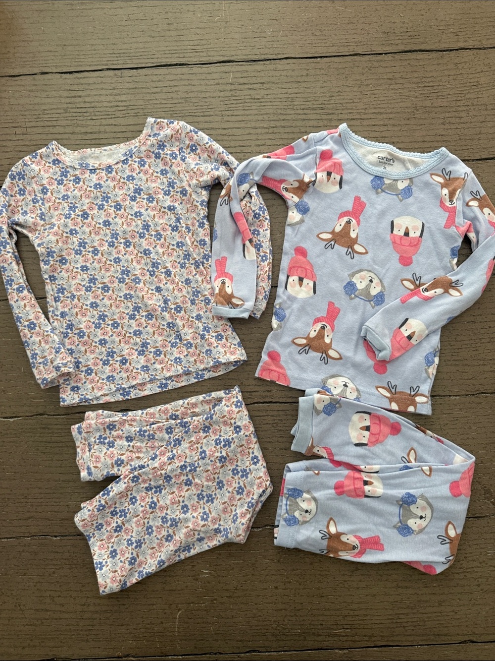 Carter's 2-Pack Long Sleeve Pajama Sets in Light Blue and Pink Floral